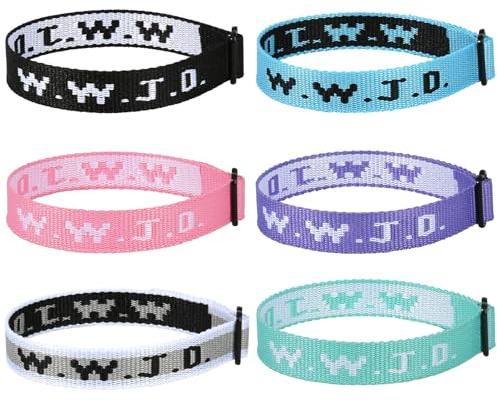 Flongo WWJD Jesus Armbänder Mädchen: what would jesus do Armband W.W.J.D. bracelets 6 Stück Set religiöse Christliche Strand Wrap für Damen Herren Teenager Jungen Schmuck Geschenk für Tochter Freundin