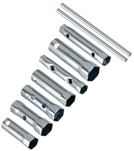 CoCud Chiave a Bussola per Candele d'Accensione a Doppia estremità per Moto, 8-10mm, Bussola a Lunga Portata con Asta - (Applicazioni: per Automobili), 7 Pezzi