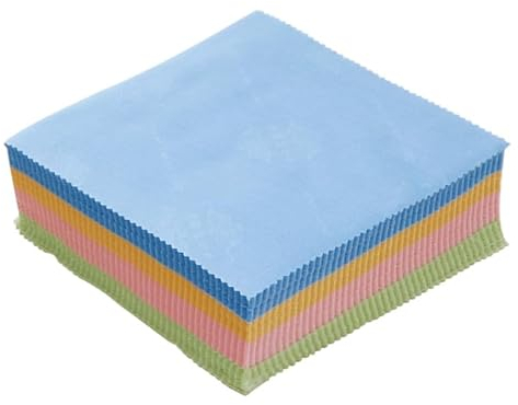 Wisafory 100 Stück 4 Farben Brillenputztücher Glasputztuch Mikrofaser Reinigungstüche Brillen-Putztuch Microfaser Brillentuch für Brillen,Handys,Kameras und Monitore(13 x 13cm)