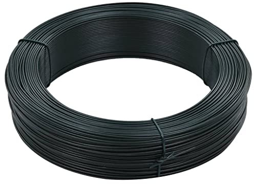 CIADAZ Zaun-Bindedraht, Maschendraht, Zaun Garten, Gartendraht, Volierendraht, Draht Zaun, Zaundraht, Draht Für Weinreben, 250 m 1,4/2 mm Stahl Schwarzgrün