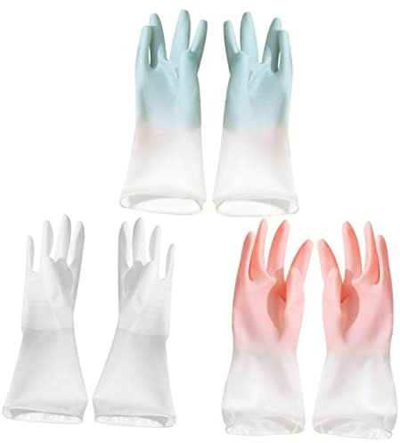 ABOOFAN Dishwashing Gloves Rubber Household Laundry Gloves for Hand Protective Mitts Cleaning up