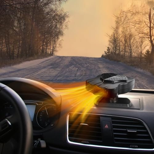 Bestcool 12V 150W Auto Heizung, Tragbare Auto Heizlüfter 2 in 1 Heizung Kühler Ventilator Schnelle Heizung Auto Fenster Defroster 360° Drehbar Windschutzscheibe Defogger mit Zigarettenanzünder