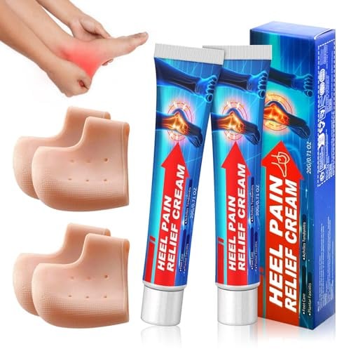 2 Stück Fersensporn Salbe Creme Gegen Fersensporn Salbe Gegen | Fersen Salbe Set mit 2 Paar Silikon Fersenpolster Fersenberuhigende Salbe Für Fersen, Handgelenke, Knöchel,Muskeln, Gelenke