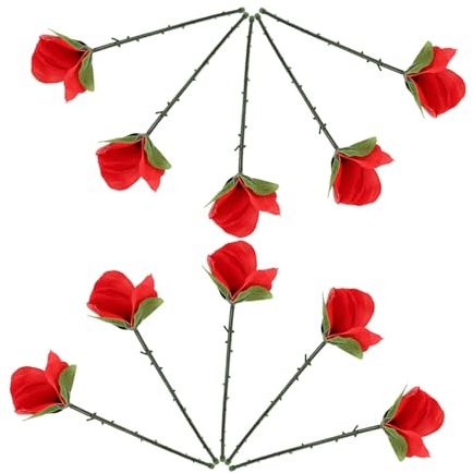 Toyvian 10stücke Faltbare Erscheinungsrose Zaubertricks Zubehör Seidenrosenblüten Requisiten Für Bühnenshows Bars Partys Heimauftritte