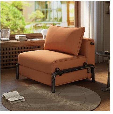 Modernes faltbares Schlafsofa für Wohnzimmer, Schlafzimmer und Heimbüro, Orange (Einheitsgröße)