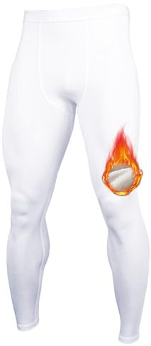 Towintec Men’s Thermal Leggings Fleece Lined Compression Tights Warm Base Layer Pants Cold Weather Running Thermal Trousers Sports Underpants Winter Workout Underwear Bottoms Hiking Skiing Cycling