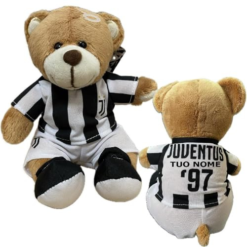 JUVENTUS Peluche Orsetto Ufficiale BIANCO NERO 15 cm. Pupazzo Tifosi Juventini Orso Personalizzabile con Un Nome Sul Retro PS 10930