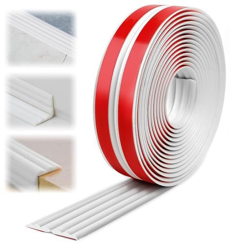 Winkelprofil Selbstklebend, 2cm x 6m Weichsockelleiste Selbstklebend, PVC Kantenschutz Wand, Eckleiste Zierleisten Selbstklebend Flexible für Tischkante, Türen, Fenster, Wände und Böden