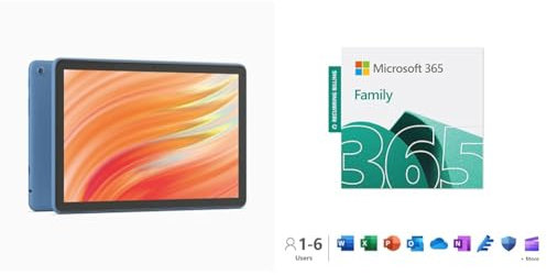 Amazon Fire HD 10 tablet (2023) 32GB, Ocean + Microsoft 365 Family 15-Month Subscription for 6 users, 1TB cloud storage, Word, Excel, PowerPoint for PC/Mac