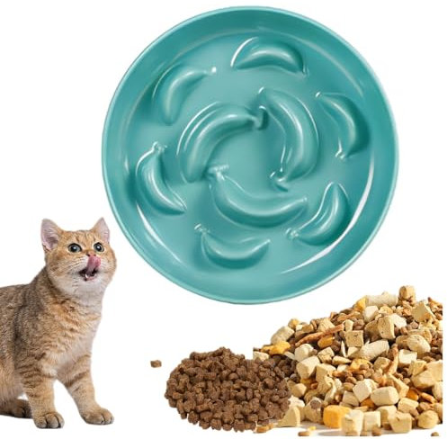 JOZMMZEOOA Gamelle Anti Glouton Chat,Couleurs Pastel Gamelle Anti Glouton 16 X 16 X 3.2 CM Conception de Labyrinthe Interactif Gamell Chat Anti-Glouton Bol pour Cat à Alimentation Lente (Bleu)