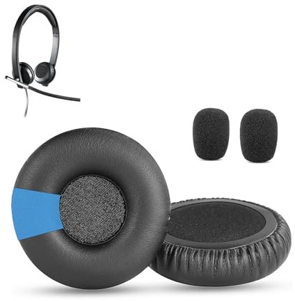 XRHTONG H820e Ohrpolster Ersatz Kompatibel mit Logitech H820e H650e Wireless Stereo USB PC Kopfhörern Ohrpolster Kissen (Proteinleder/Memory-Schaum)
