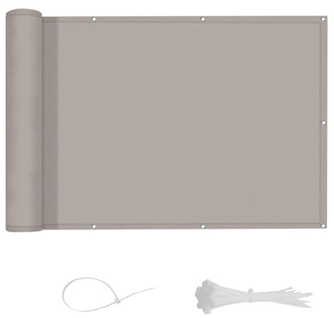 LOVE STORY Taille sur Mesure 70x900cm Taupe Brise Vue pour Balcon(PES) Imperméable,Protection UV,Protection de 90% pour rambarde de Jardin extérieur