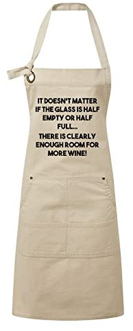 Make It Love It Sell It - Half Empty Half Full Wine- Premium Cotton Apron, One Size