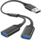 USB Splitter 2 Port,USB Male to Double Female Extension Cord Adapter,Data Power Charger Split Converter,1 In 2 Out Dual USB Extender Hub Compatible with Laptop Mac Car PS4 PS5 for Flash Drive,Keyboard