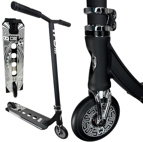 CORE Stunt-Scooter Trick Tret Roller 110mm Rollen I ABEC 9 I für Anfänger & Profi I Ab 5 Jahren I 78cm-95cm Höhe I + Fantic26 Sticker (Park CL1 H=86cm Schwarzchrome)