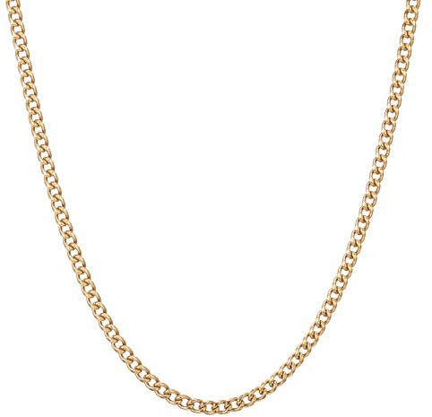 RWQIAN Kette Herren Panzerkette 3mm-9mm Breit Männer Edelstahl Silber/Gold/Schwarz Panzerkette Halskette Gliederkette 14K Gold Vergoldet Klassische Link Chain Länge 45-65cm Geschenk für Damen Männer