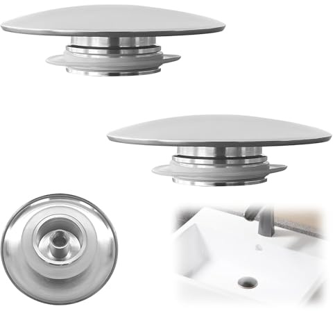 Koprek 2 Pcs 66 mm Bathroom Sink Push Button Replacement Parts, Universal Bathroom Pop Up Sink Plug Replacement, Pop Up Bath Plug for Easy Install, for Most Bathroom Vanities, Sinks and Bathtubs
