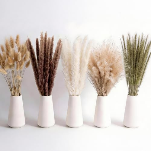 BOSONER Getrocknete Pampasgras Deko Bouquet: 120 Stück Pampasgras Getrockneten Blumen Schilfgrasstrauß für für Hochzeit, Boho-Blumen, Heimtischdeko, rustikale Bauernhausparty