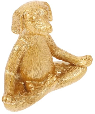 Garneck Yoga Hundeskulptur Aus Kunstharz Dekorative Hundestatue Für Tisch Garten Und Wohnzimmer Sitzender Meditationshund Vielseitige Wohndeko in Gold
