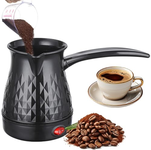 CEWROM Elektrische Kaffeekanne, 500ML Espressokocher Induktion, Mokka Kaffeekanne, Portable Kaffeekocher, Türkischer Kaffeekocher Milchkanne Teekanne Wasserkocher für Zuhause Camping Büro Reisen
