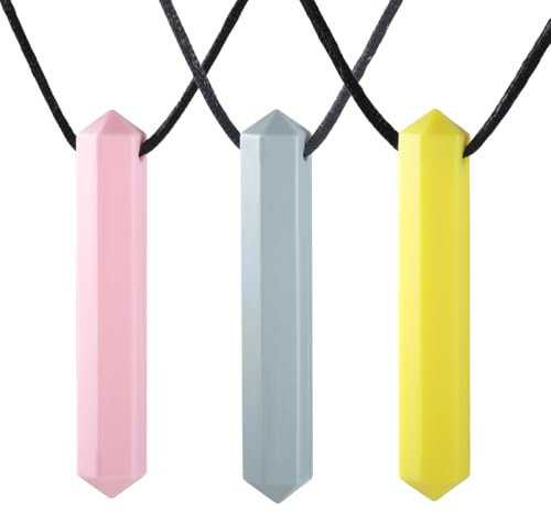 JYNXOR 3 Pcs Collane Da Masticare Per Bambini Sensoriali, Dentizione Collana Bambino, Stimming Toys, Chewy Tube, Giocattoli Masticabili Sensoriali Per Autismo,Adhd Bambini e Adulti(Forma Di Cristallo)