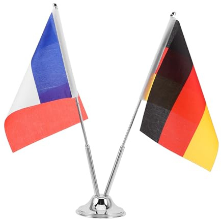 Veemoon Ensemble de 1 drapeau de bureau allemand et français - Petits drapeaux nationaux de table avec support et mât pour bureau, table de réunion et accessoires sportifs