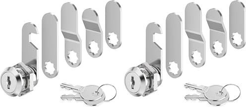 VOCIBO® Briefkastenschloss 16mm, Kommt mit 5 Verschiedene Schlossplatten, Schrankschloss, Möbelschloss, Spindschloss, Hebelschloss für Briefkästen, Schranktüren (Packung mit 2)