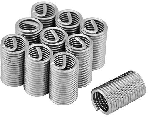 10Pcs Filets Rapportés Insert Fileté Metal Inserts de Réparation de Fil Métallique en 304 Acier Inoxydable avec Boîte M8x1.25x3D