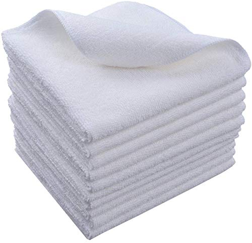 HIDMD Paños de Limpieza de Microfibra Trapos de Cocina Microfibra para Polvo Cocina Cuadros Espejos Oficina Coche Paños de Cocina sin Pelusa Paquete de10 (30 x 30 cm) Blanco