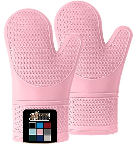 Gorilla Grip Premium,Juego de guantes de horno antideslizantes de silicona para horno, guantes de cocina profesionales resistentes al calor, un par, juego de 2