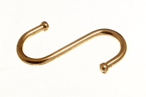 5 x Ball END S Hooks Pot Utensil Hanger Brass Plated Steel 75MM 3 INCH