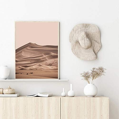 N / A Dekorative Drucke aus Leinwand Sahara Wüstenlandschaftsmalerei Moderne minimalistische Wandkunst Leinwanddruck Wüstenfotografie Bilder Schlafzimmer Wohnzimmer Dekor-60x80cm