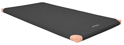 Turnmatte 200 x 100 x 6 cm – mit Lederecken oder Tragschlaufen – RG 120, RG 80 oder RG 35 – rutschfester Bezug – für Schule, Verein, Kindergarten – Made in Germany (Schwarz, RG 80 + Lederecken)