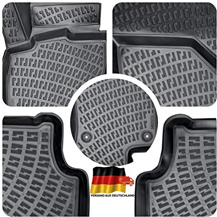 Rizline Passgenau 3D Fussmatten Auto Kompatibel mit Audi Q5 8R 2008-2016 Auto Zubehör 1. und 2. Reihe Gummimatten Autos TPE Allwetter Geruchlos rutschfest Vorne & Hinten Schwarz