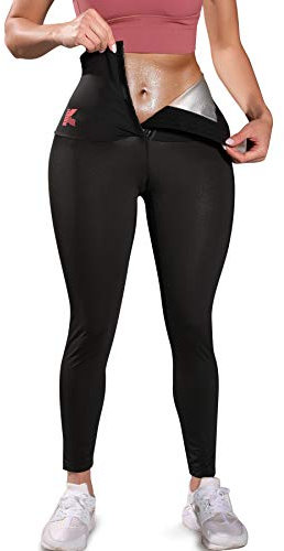 KUMAYES Sauna Leggings for Women Sweat Pants Tummy Control Sport Leggings Compression Slimming Workout Training Body Shaper Black