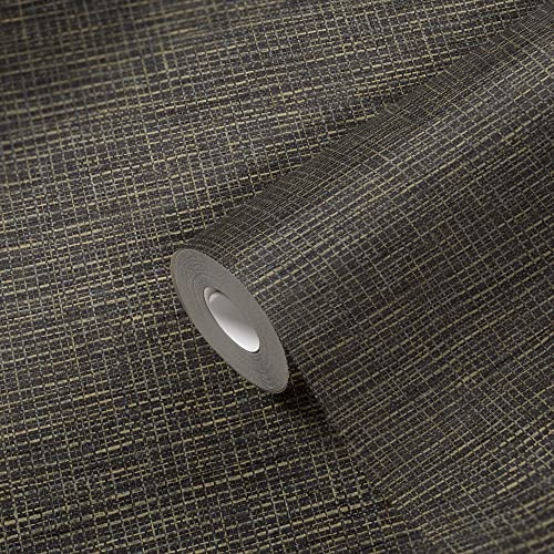 Livingwalls Struktur Tapete Schwarz Grün Uni Einfarbig 385273 Küchen Vliestapete Stoffoptik 10,05x0,53m 385273