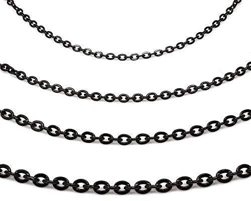 Treuheld® Schwarze Halskette aus Edelstahl in 4 Dicken und 5 Kettenlängen - [39.] Dicke: 2mm - Länge: 55cm