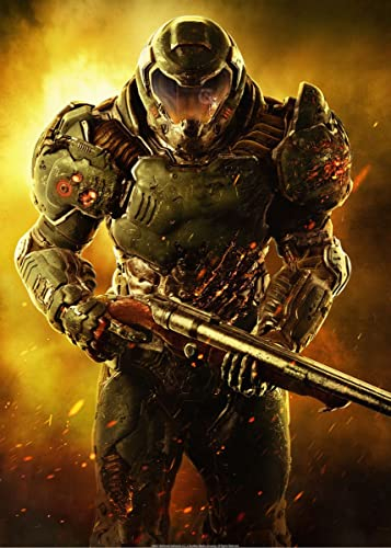 Displate Offiziell DOOM MetallPoster Magnetische Befestigung Inklusive Lizenziert Bilder Hochwertiges Poster DOOM Marine 45 cm x 32 cm