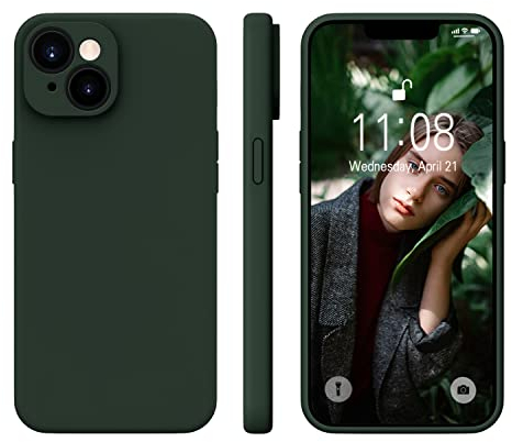WXX für iPhone 14 Hülle Silikon Case, Handyhülle für iPhone 14 Ultra Dünn mit Microfiber, Flüssig Silikon Gel Gummi Kratzfeste Schutzhülle Matt Hülle für iPhone 14 6.1'' 2022 Dunkel Grün