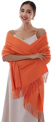 RIIQIICHY Women Scarf Orange Pashmina Shawls and Wraps for Wedding Ladies Winter Scarves