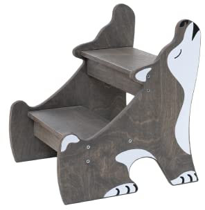 Wild Kids Modern Tritthocker Kinder Holz, Treppe Kinder Waschbecken, Kinder Tritthocker Bad, Tritthocker Kinder 2 Stufen Inspiriert von Montessori Möbeln (Grau)