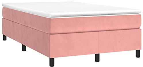 vidaXL Bettgestell, Polsterbett Bett für Schlafzimmer, Bettrahmen mit Lattenrost Stützbeinen, Schlafzimmerbett Doppelbett, Rosa 120x200cm Samt