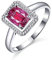 Bishilin Ring Damen 750 Weißgold, Verlobung Ringe 4-Steg-Krappenfassung mit 0.8ct Rubin Eheringe Diamant Trauringe für Frauen Gr.50 (15.9)