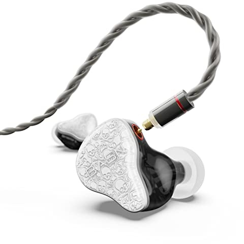 BASN Bmaster5 in Ear Monitors, 1DLC Diaphragm+4BA 5 Drivers IEM Earphones with Silver-Plated OFC Cable, Noise Isolation Wired Earbuds for Musicians (Glacier White)