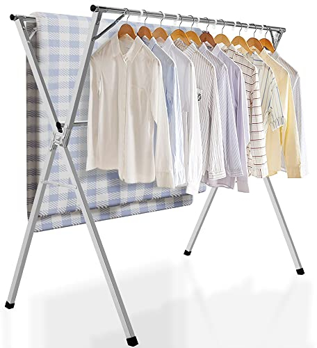 IBVIVIC Etendoir a Linge Pliable Exterieur, Etendage Linge Interieur en Acier Inoxydable, Grande Capacité Sechoir a Linge Balcon pour Chaussettes, Draps, Vêtements, Nettoyage Facile (1.5M/59in)