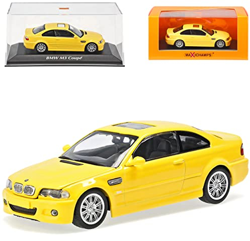 alles-meine.de GmbH B*M*W 3er M3 E46 Coupe Gelb 1998-2007 1/43 Minichamps Maxichamps Modell Auto mit individiuellem Wunschkennzeichen