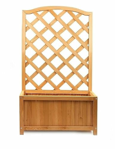 Wooden Garden Planter Plant Flowerpot Box Trellis Support Patio Lattice Attractive 3 Design (Rectangle Lattice Large Size: L 60cm x D 24.5cm x H 100cm)