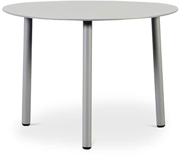 FINQA Couchtisch oval 'Venedig' mit 3 Beinen, 55 x 45 x 40 cm, Silber, Kleiner Beistelltisch aus Aluminium, perfekt für Wohnzimmer und Garten