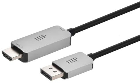 Monoprice DisplayPort 1.4 Cable to 8K HDMI - 6 Feet | 32AWG, 8K@60Hz, Up to 32.4Gbps Bandwidth, for Video Game Console, Gaming Monitor, Apple TV, or Laptop Computer
