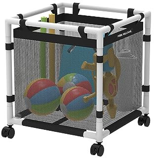 POOL FELLOWS Pool Storage Bin, 45 Gallons, Holder for Noodles, Toys, Floats, Towels, Mesh Organizer for Swimming Equipments, Mini Style